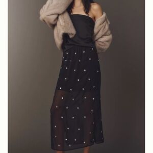 Anthropologie Black Embellished Skirt